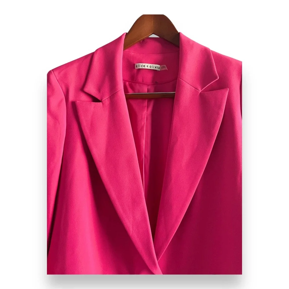 Alice + Olivia Denny Boyfriend Blazer Notch Collar Pink Single Button Size 6